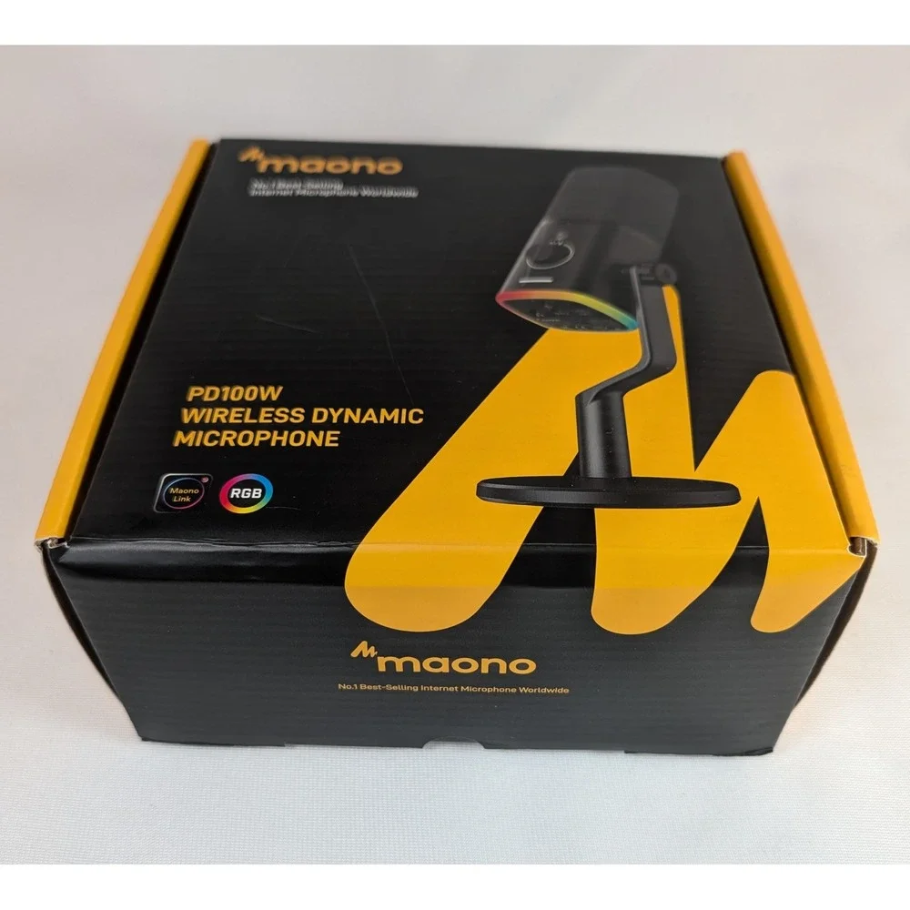 Maono PD100W Wireless Dynamic Microphone RGB Black Gaming Streaming PC Mobile